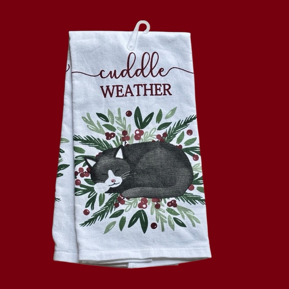Cat Christmas Kitchen Towel - NWT